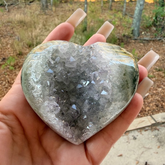 Green Agate Druzy Quartz Heart | Natural Crystal Druzy | Healing Crystal 0032 - Picture 7 of 10
